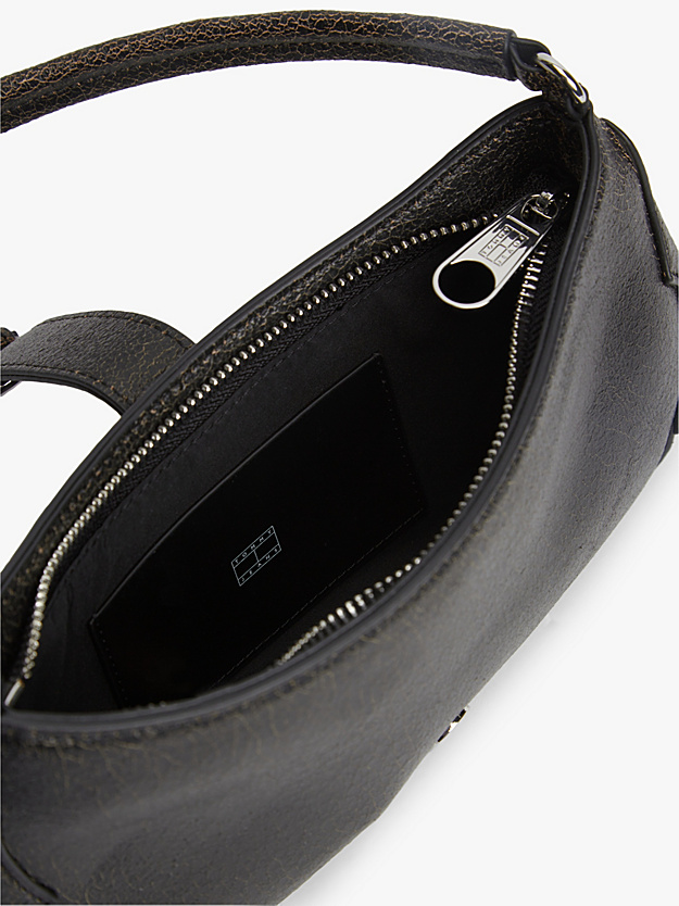 Abstract Buckle Cracked Leather Shoulder Bag - Image 3