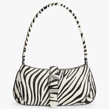 Zebra Print Abstract Buckle Shoulder Bag