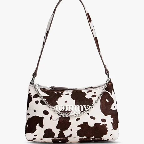 Cow Print Leather Shoulder Bag