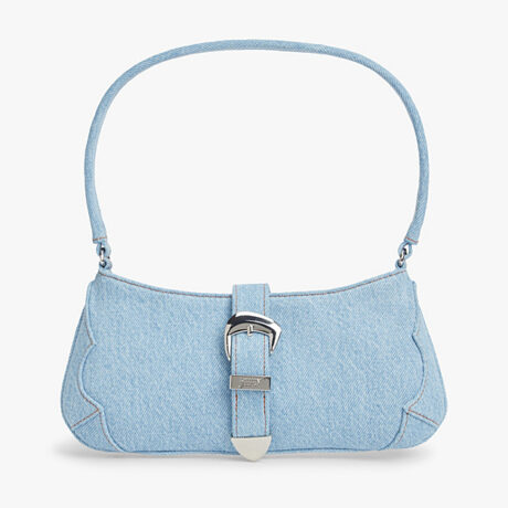 Abstract Buckle Denim Shoulder Bag