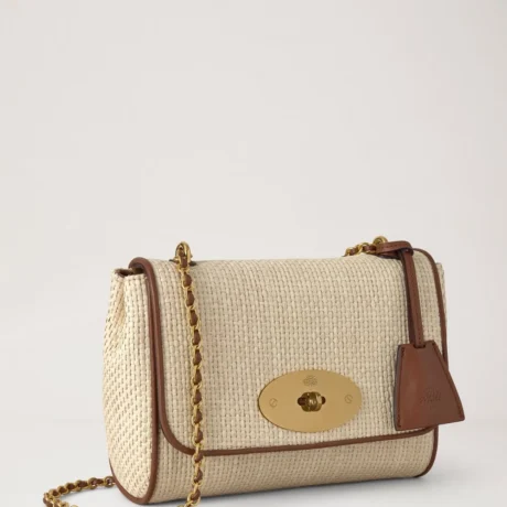 Ecru & Bright Oak Raffia & Leather Trim
