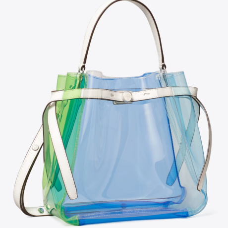 ROMY COLOR-BLOCK CLEAR BUCKET BAG