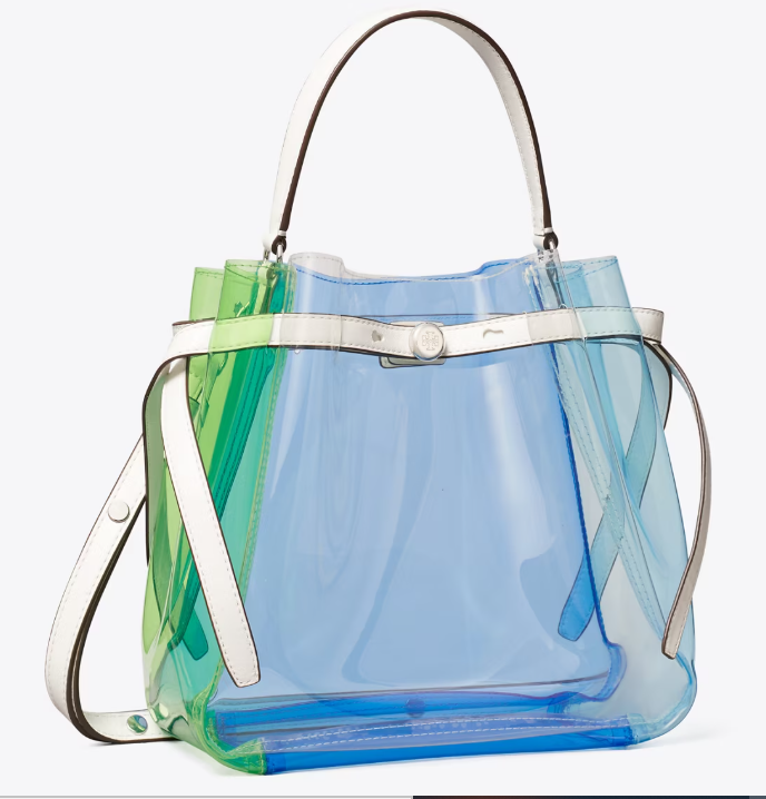 ROMY COLOR-BLOCK CLEAR BUCKET BAG