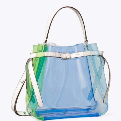 ROMY COLOR-BLOCK CLEAR BUCKET BAG