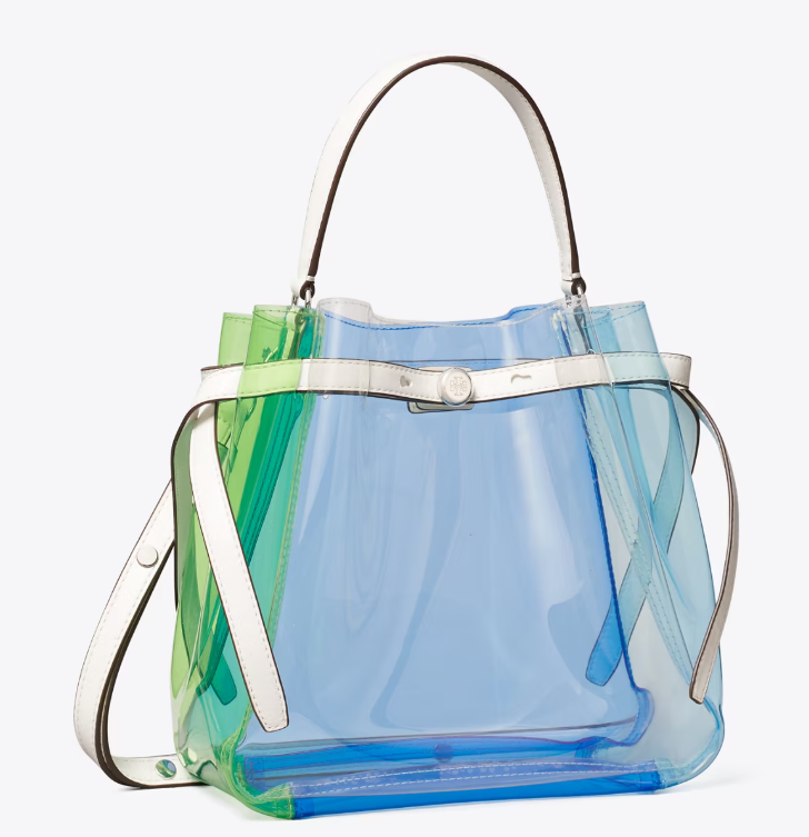ROMY COLOR-BLOCK CLEAR BUCKET BAG