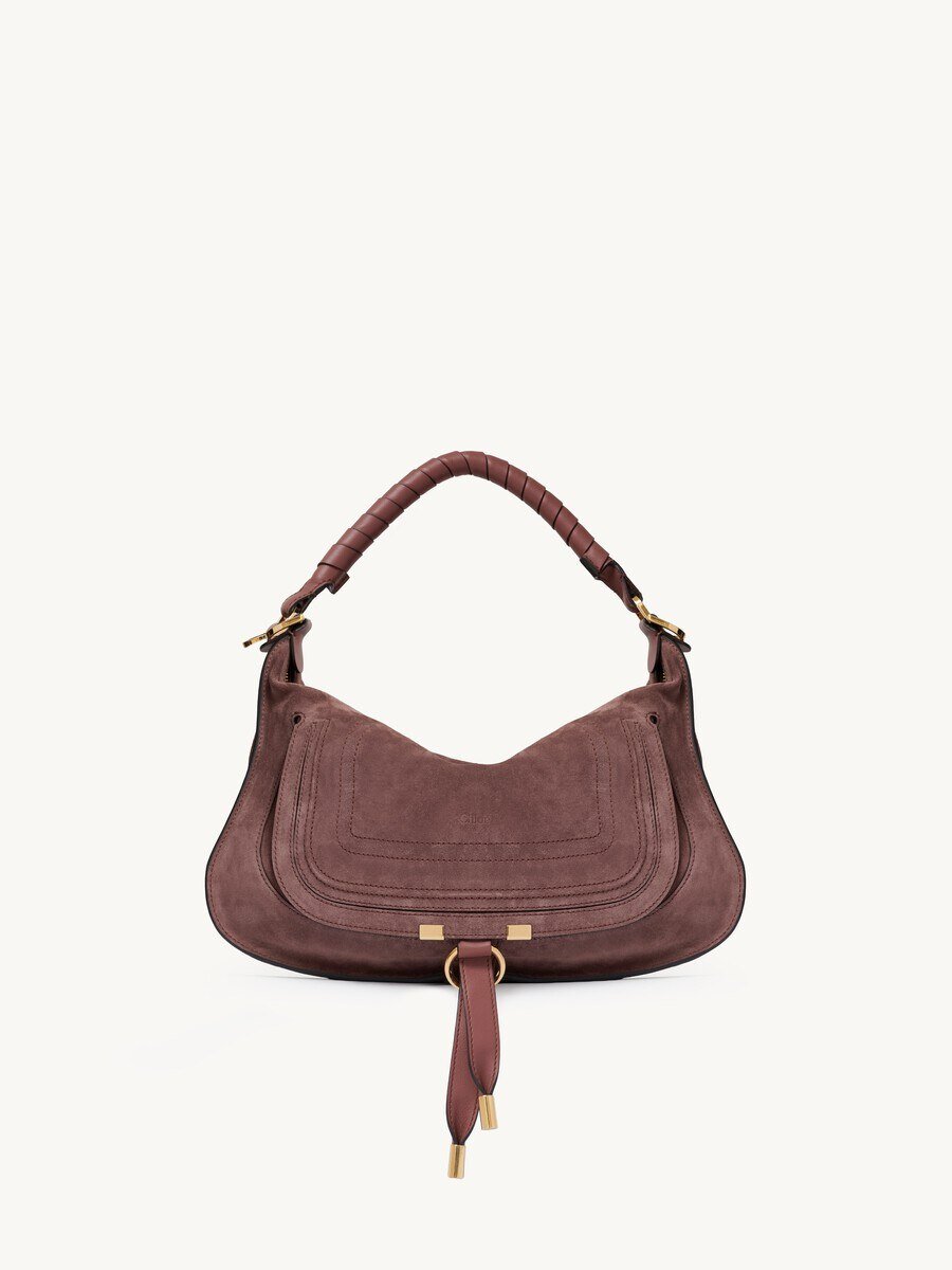 Small Marcie Shoulder Bag In Suede Leather - Image 2