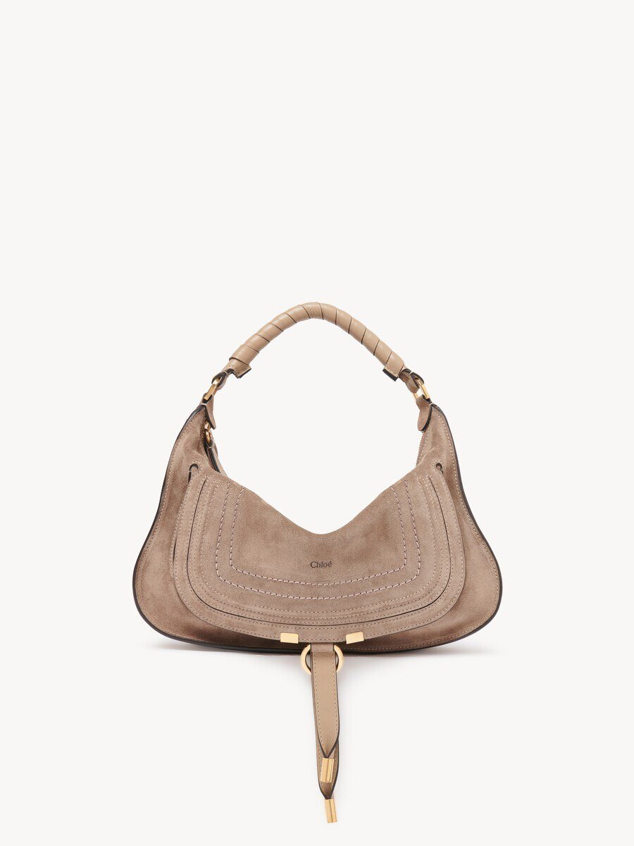 Small Marcie Shoulder Bag In Suede Leather - Image 3