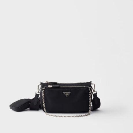 Re-Nylon and Saffiano leather mini shoulder bag