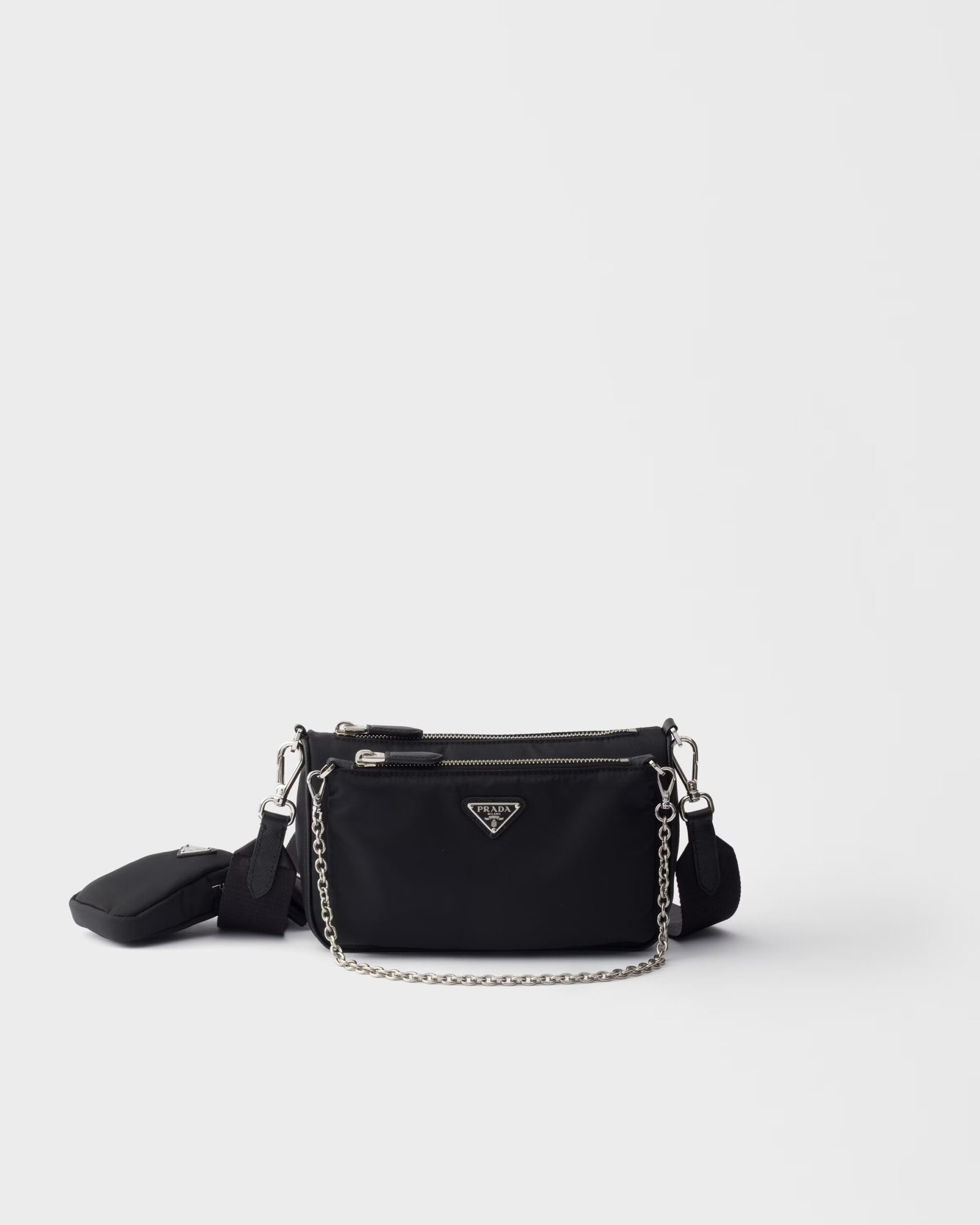 Re-Nylon and Saffiano leather mini shoulder bag