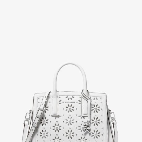 Laila Small Embellished Laser Cut Leather Satchel